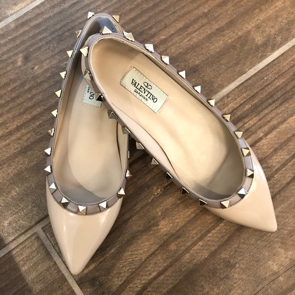 Valentino Nude Rockstud Patent Ballet Flats 34 4 - Picture 7 of 8